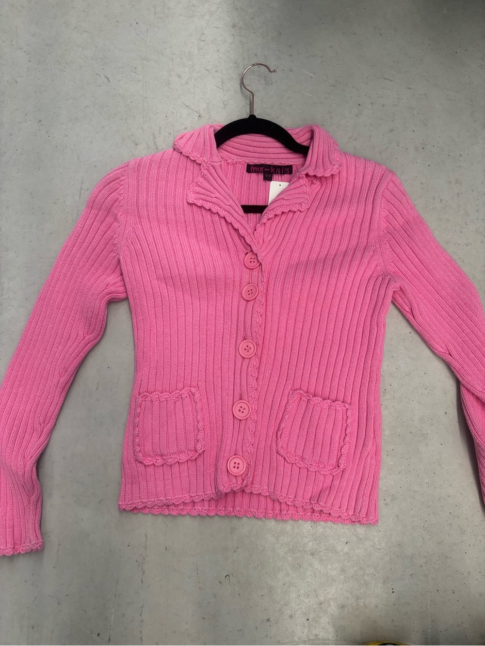 Pink Ribbed Button-Up Cardigan